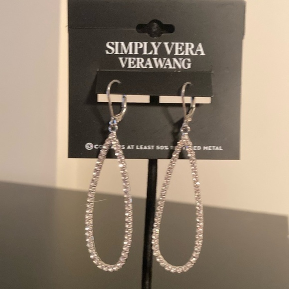 Simply Vera Vera Wang Sparkling Silver Teardrop Earrings